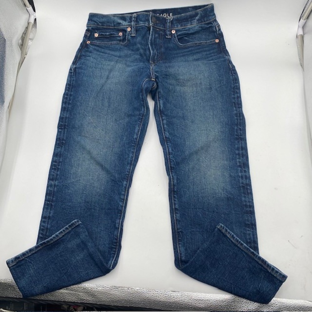 American Eagle Original Straight Jeans Mens 28x28 Blue Medium Wash Stretch Denim